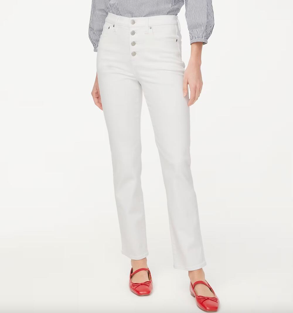 J.Crew Tall High Rise stovepipe Jean Signature Stretch Denim White US 28 T NWT